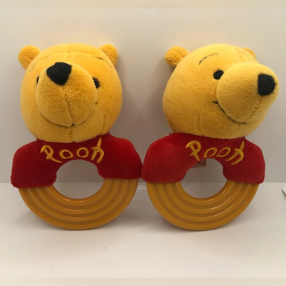 Vintage The First Years Winnie The Pooh Baby Rattle Teething Ring Set